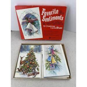 Vintage Favorite Sentiments Christmas Cards‎ 4 Designs w/box and Envelops